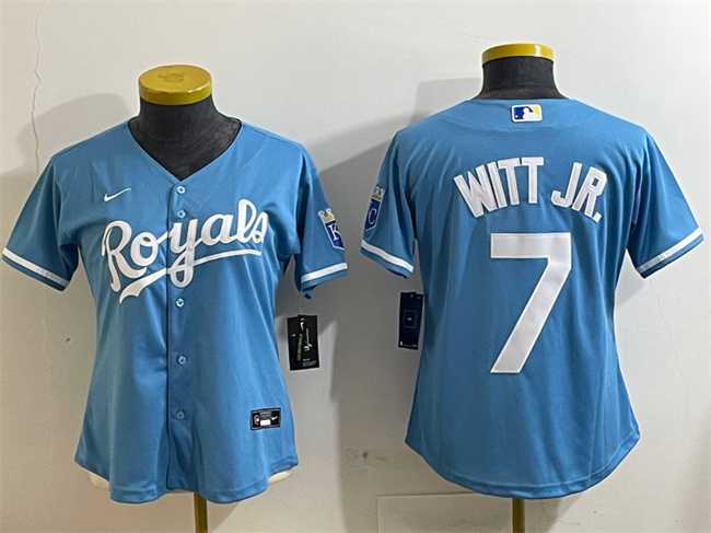 Women%27s Kansas City Royals #7 Bobby Witt Jr. Light Blue Cool Base Stitched Jersey->mlb womens jerseys->MLB Jersey